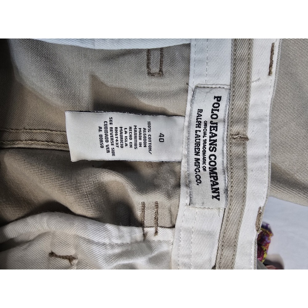 polo jeans company Ralph Lauren Men's Cargo Shorts 40 Beige Y2K - Picture 3 of 3